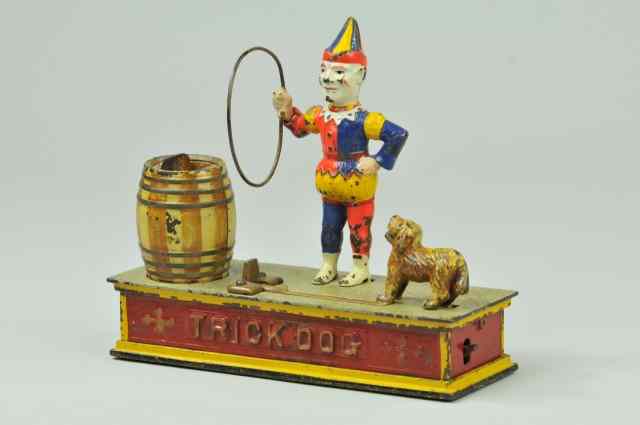 Appraisal: TRICK DOG MECHANICAL BANK SIX PART Shepard Hardware Co Red