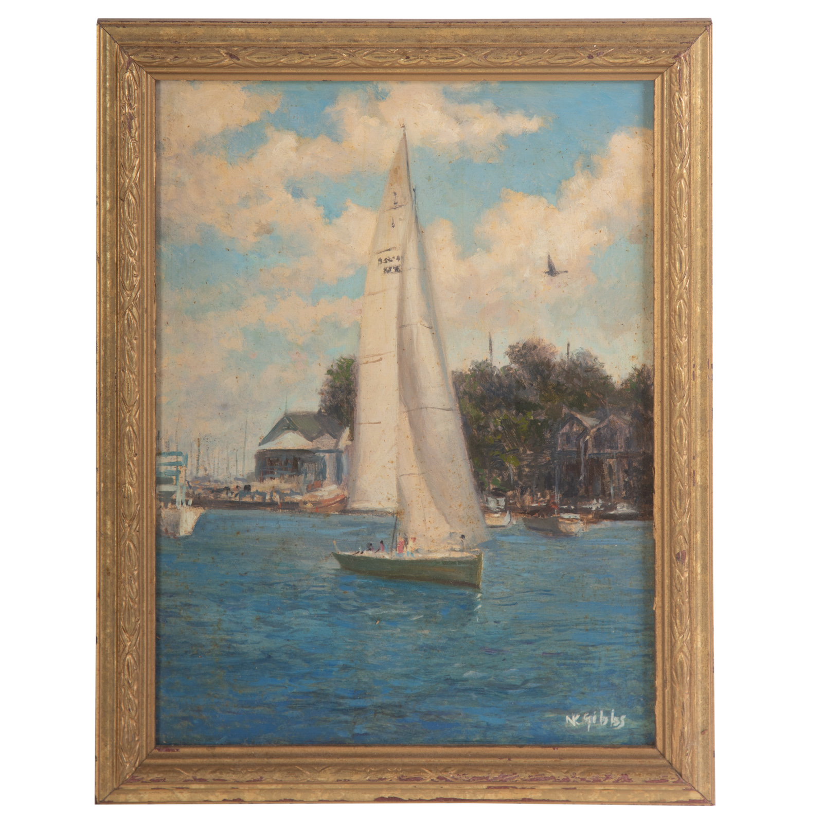 Appraisal: NATHANIEL K GIBBS ANNAPOLIS SAILBOAT OIL American - Oil on