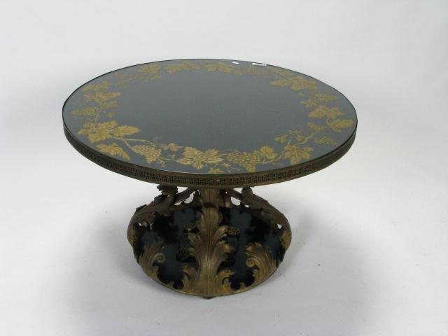 Appraisal: Cast Metal Decorator Occasional Table with leaf motif bronzed base