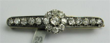 Appraisal: A Russian gold mounted diamond set bar brooch composed of