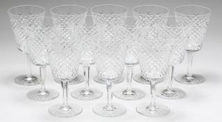 Appraisal: Waterford Crystal Slane Claret Water Goblets With a vertically-cut crosshatch