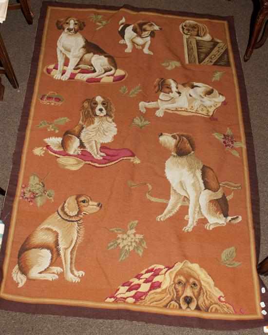 Appraisal: Needlepoint tapestry of dogs Estimate - All items sold as