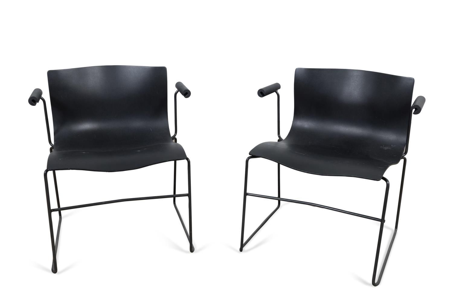 Appraisal: PAIR VIGNELLI FOR KNOLL BLACK HANDKERCHIEF CHAIRS Pair of Massimo