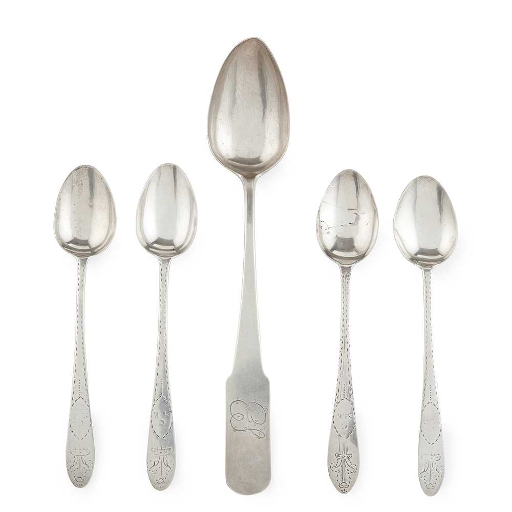 Appraisal: A COLLECTION OF GEORGE III IRISH AND AMERICAN SPOONS to