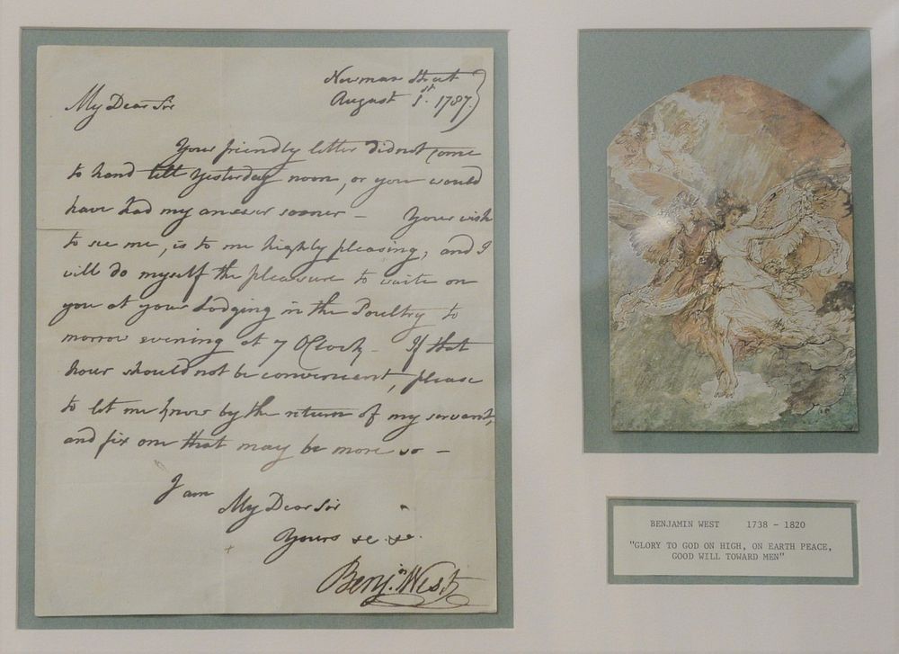 Appraisal: Benjamin West autograph letter August addressed To My Dear Sis