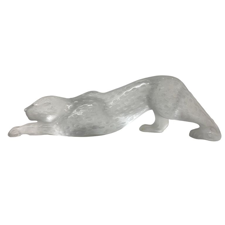 Appraisal: A Lalique Zeila Panther frosted glass sculpture Second-half th Century