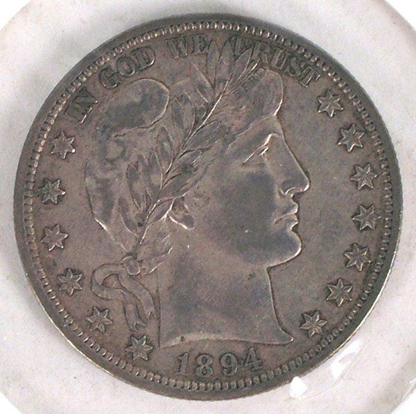 Appraisal: Barber Half Dollar VF-XF the residue on the coin face