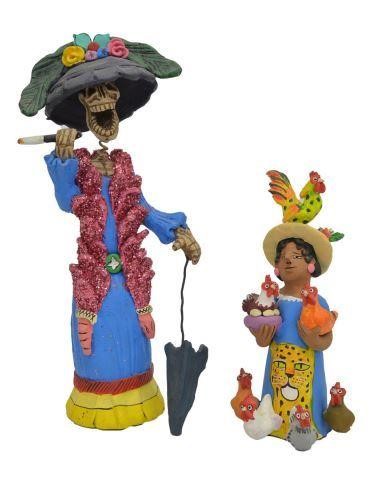 Appraisal: lot of Folk art pottery munecas Josefina Aguilar Ocotlan de