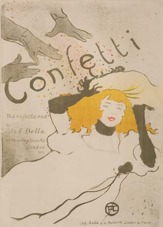 Appraisal: HENRI TOULOUSE-LAUTREC Confetti Color lithograph x mm x inches Printed