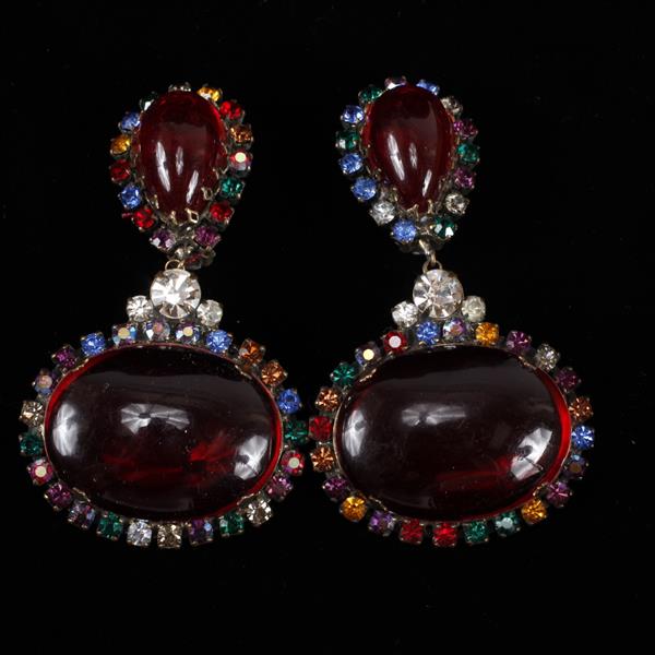 Appraisal: Kenneth J Lane KJL Rhinestone Chandelier Clip Earrings