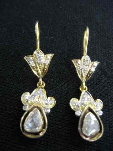 Appraisal: Diamond Earrings fancy old cuts with enameling carat total k