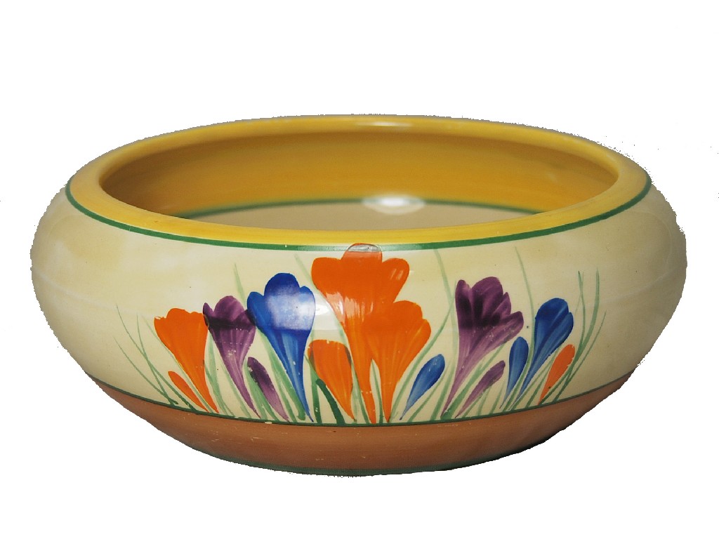 Appraisal: Clarice Cliff Bizarre 'Crocus' pattern bowl with inverted rim cm