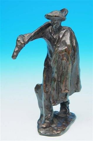 Appraisal: AFTER AIME JULES DALOUA bronze figure of a labourer carrying