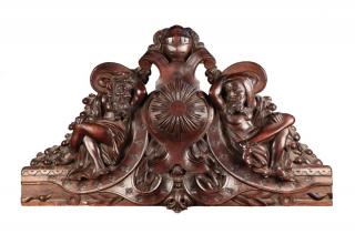 Appraisal: A French or Italian Carved Walnut Transom or Over Door