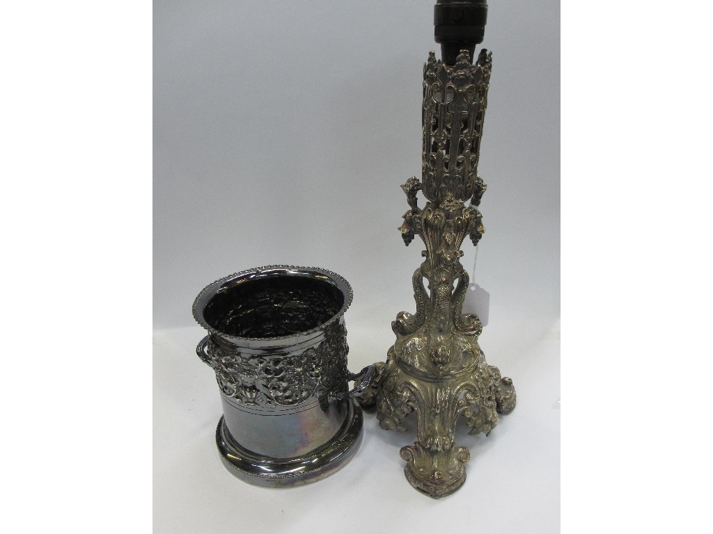 Appraisal: Lot comprising wine cooler and a silver plated epergne converted