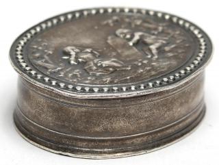 Appraisal: Henin Cie Silver Pill Box Of oval form the lid