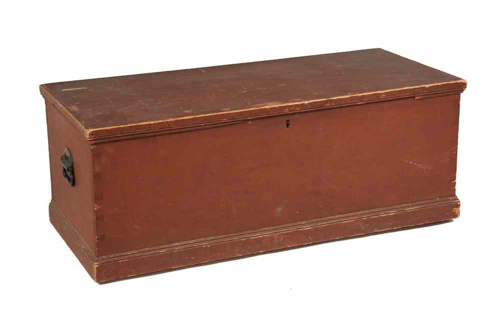 Appraisal: SEA CHEST - Red Painted Pine Sea Chest with intact