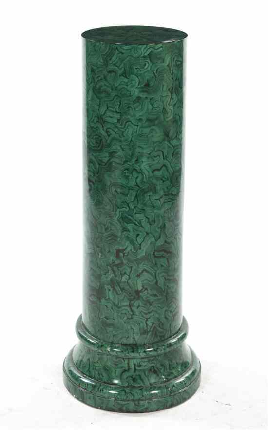 Appraisal: A Faux Malachite Column of cylindrical form raised on a