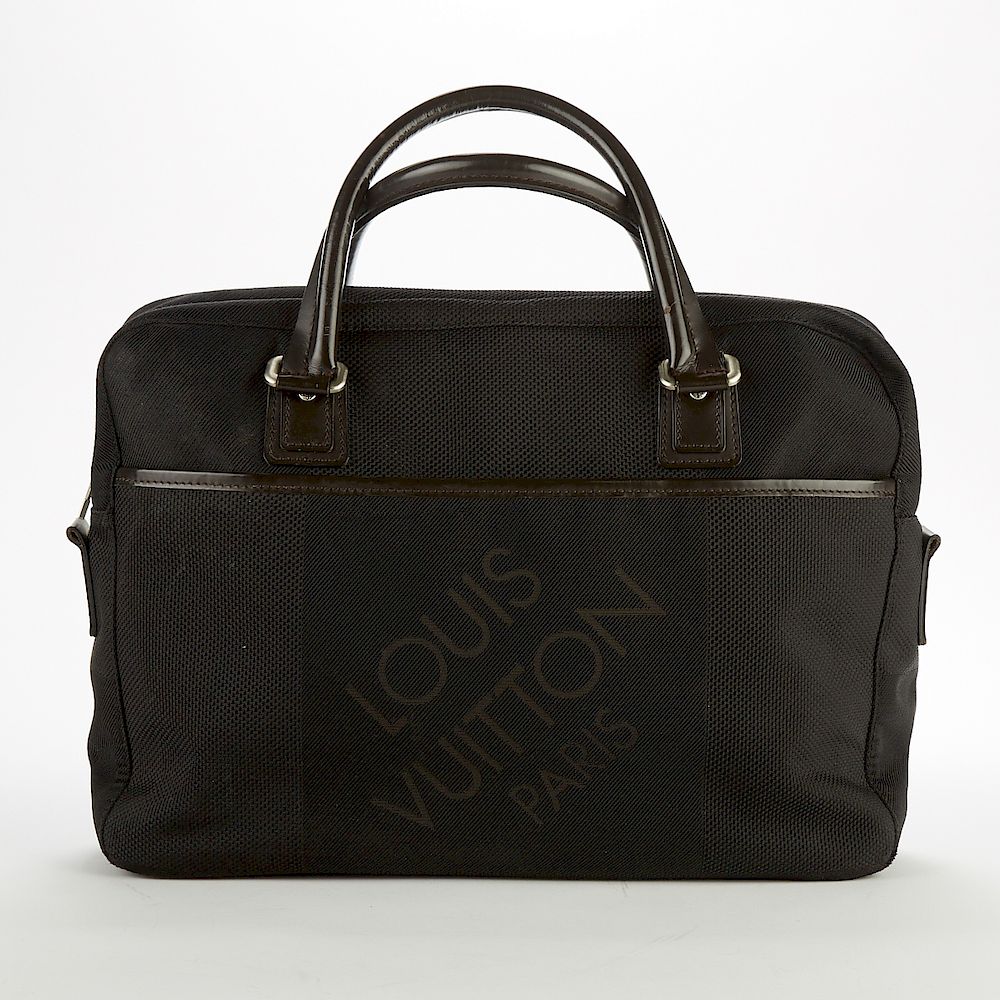 Appraisal: Louis Vuitton Black Canvas Yack Damier Geant Briefcase Louis Vuitton