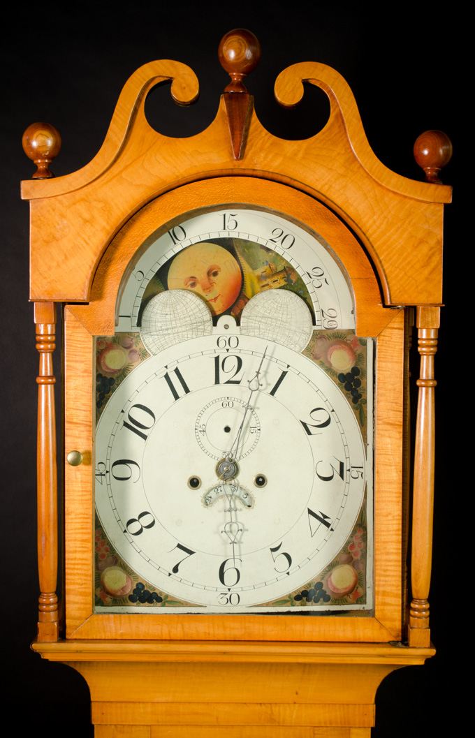 Appraisal: TIGER MAPLE AND BURL MAHOGANY TALL CASE FLOOR CLOCK American