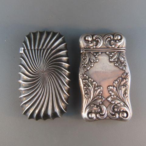 Appraisal: Sterling Silver Match Safes swirl by Shiebler and Gorham leaf