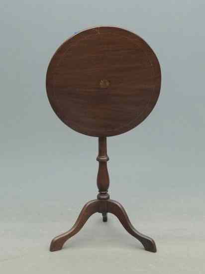 Appraisal: C 's inlaid tilt top candlestand Top '' Diameter ''