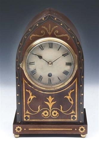 Appraisal: A TH CENTURY MAHOGANY AND BRASS INLAID MANTEL TIMEPIECE OF