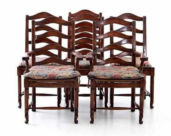 Appraisal: Set of six French Provincial walnut dining chairs late th