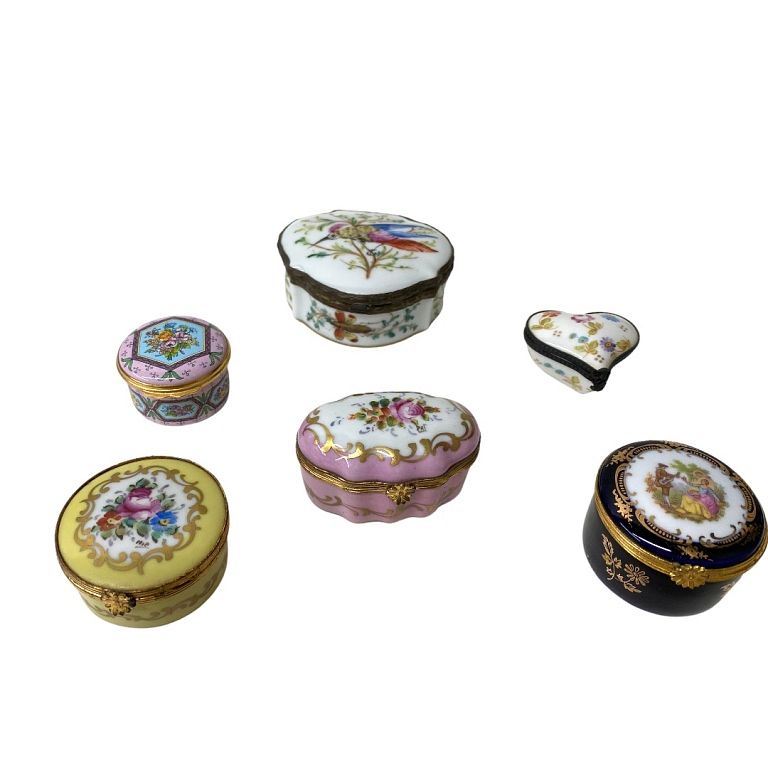 Appraisal: Collection Of Pill Boxes Collection Of Pill Boxes Total Measures