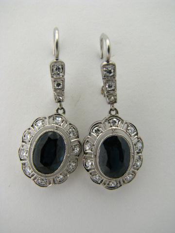 Appraisal: Pair of White Gold Sapphire and Diamond Dangle Earrings