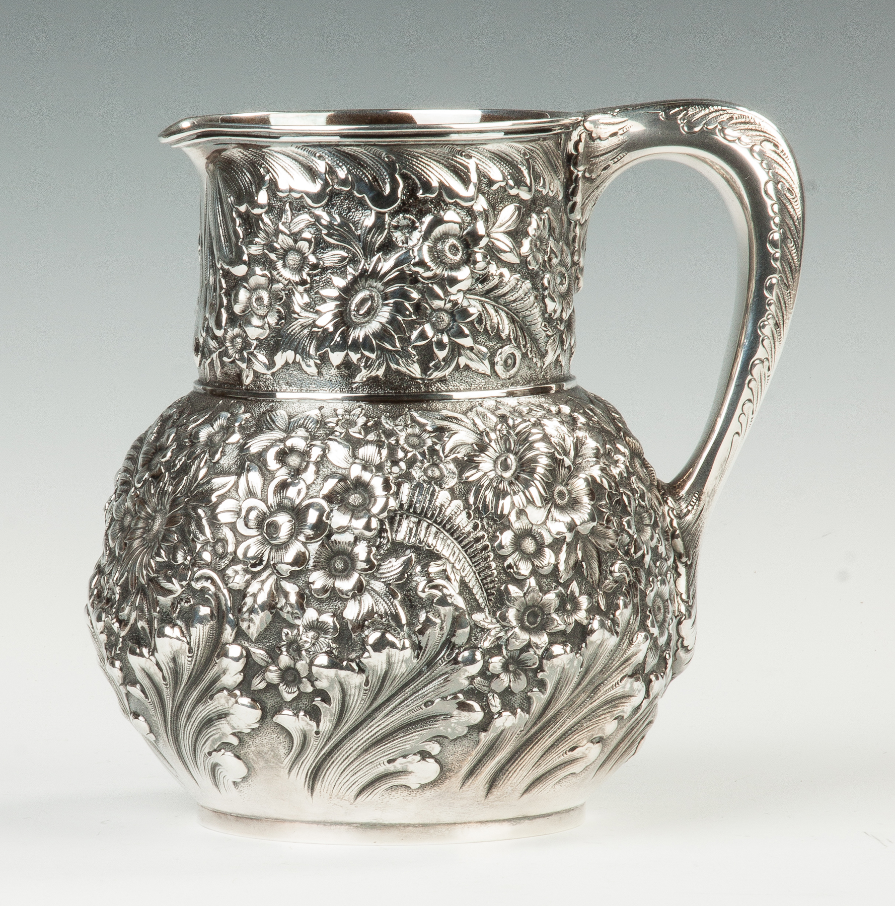 Appraisal: Fine Tiffany and Co Sterling Silver Repousse Pitcher C Made