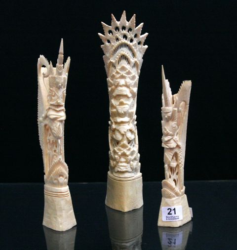 Appraisal: Six Hindu bone carvings