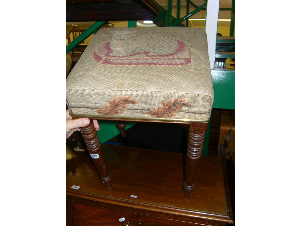 Appraisal: An early th century mahogany stool of square cut form