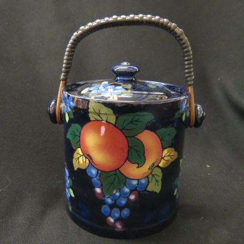 Appraisal: Lawley Pottery Art Deco Biscuit Jar fruit on cobalt plus