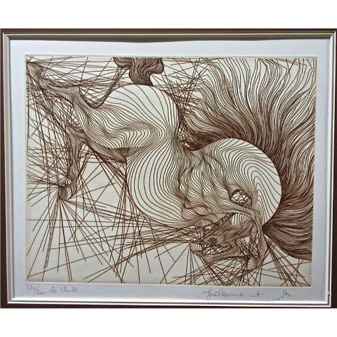 Appraisal: GUILLAUME A AZOULAY MORROCAN - LA CHUTE ETCHING SIGNED TITLED