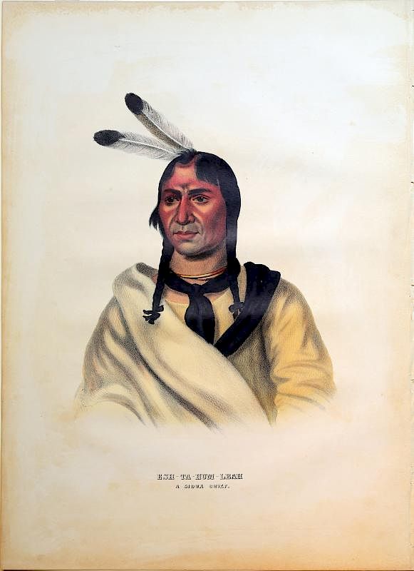 Appraisal: Engraved Indian Portrait by McKenney Hall Esh-Ta-Hum-Leah A Sioux Chief