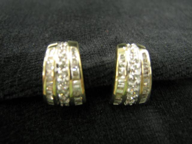 Appraisal: Diamond Earrings diamonds round baguette totaling carat in k yellow