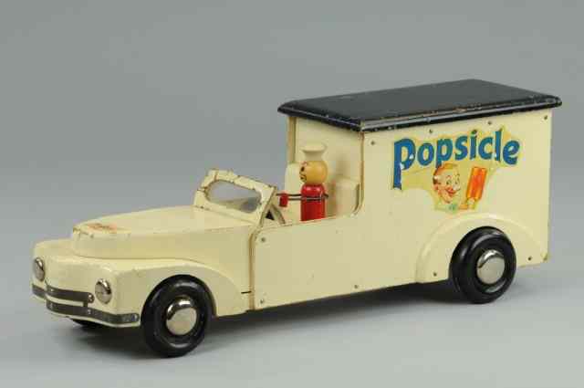 Appraisal: BUDDY 'L' POPSICLE TRUCK Scarce wooden open cab with enclosed