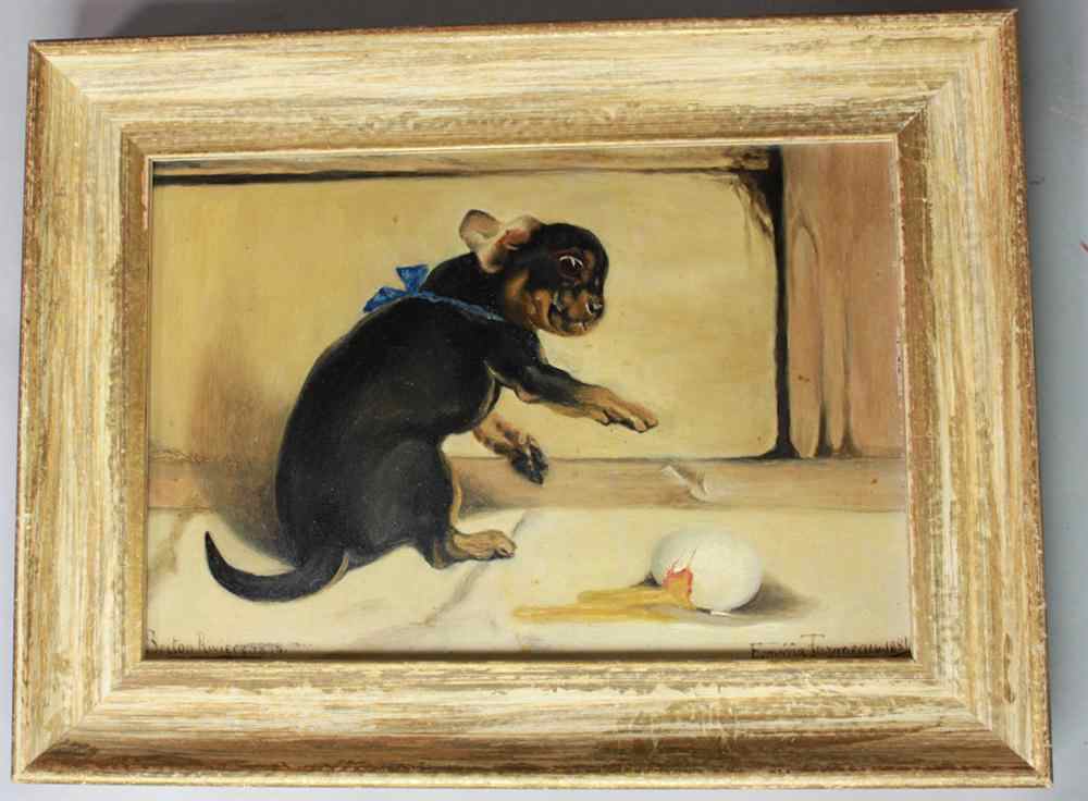 Appraisal: BRITON RIVIERE BRITISH - DOG Oil on canvas x in