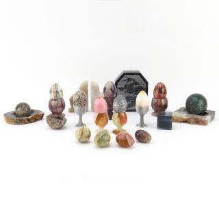 Appraisal: Grouping of Twenty Seven Associated Stone Tabletop Items Grouping of