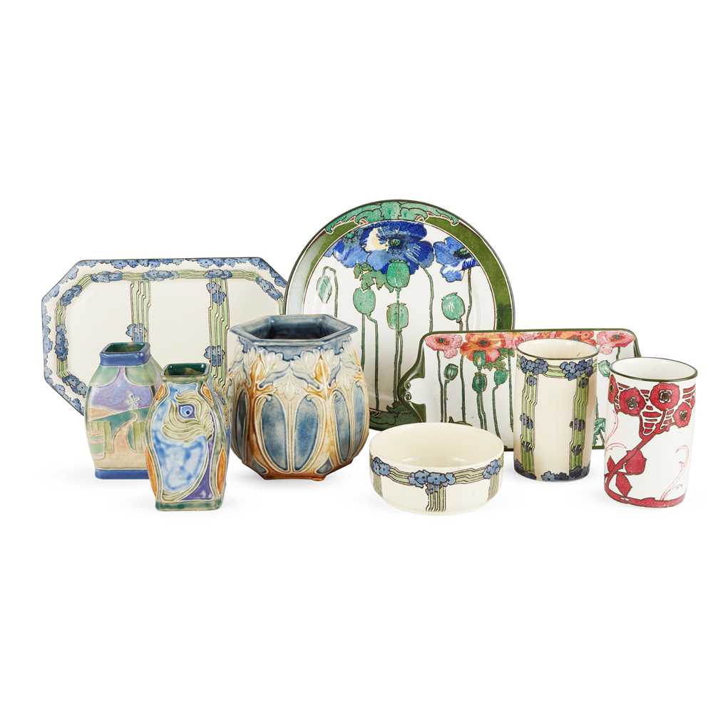 Appraisal: ROYAL DOULTON THREE-PIECE DRESSING SET CIRCA transfer-printed earthenware printed manufacturer's