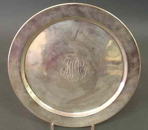 Appraisal: Sterling silver dish monogrammed HMC dia troy oz