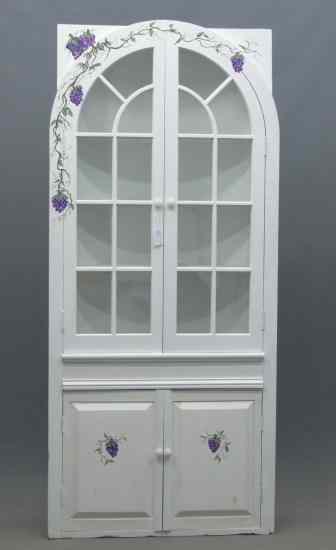 Appraisal: Contemporary painted corner cupboard '' W '' Ht barrel back