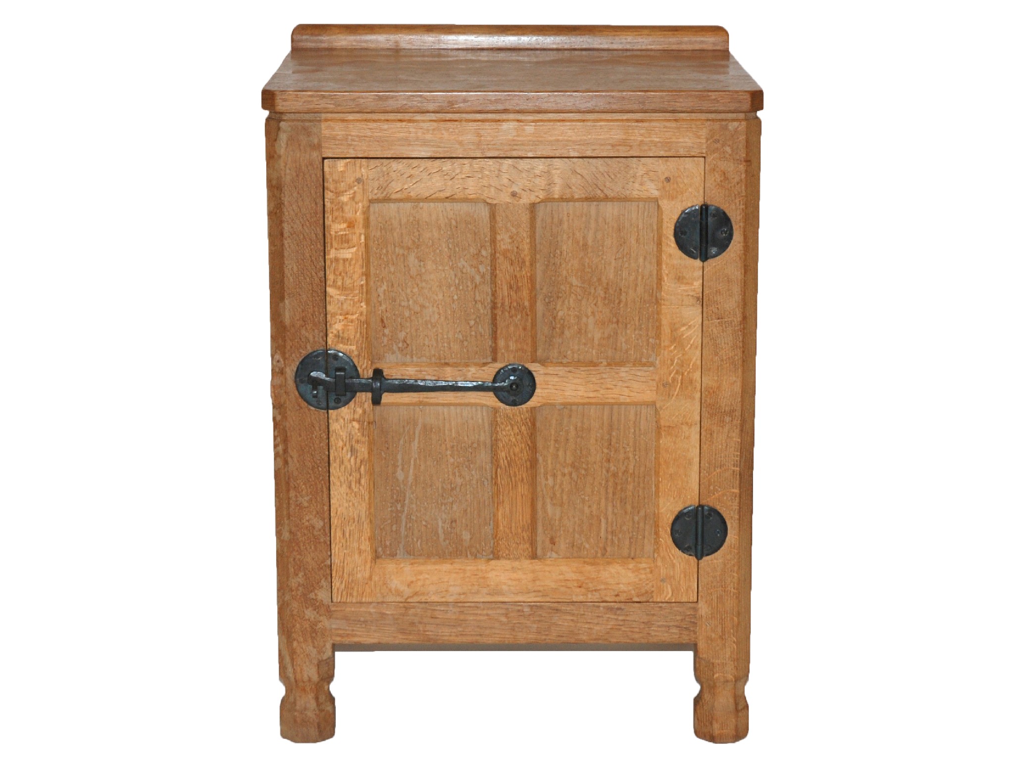 Appraisal: ROBERT 'MOUSEMAN' THOMPSON An oak bedside cupboardwith carved mouse motif