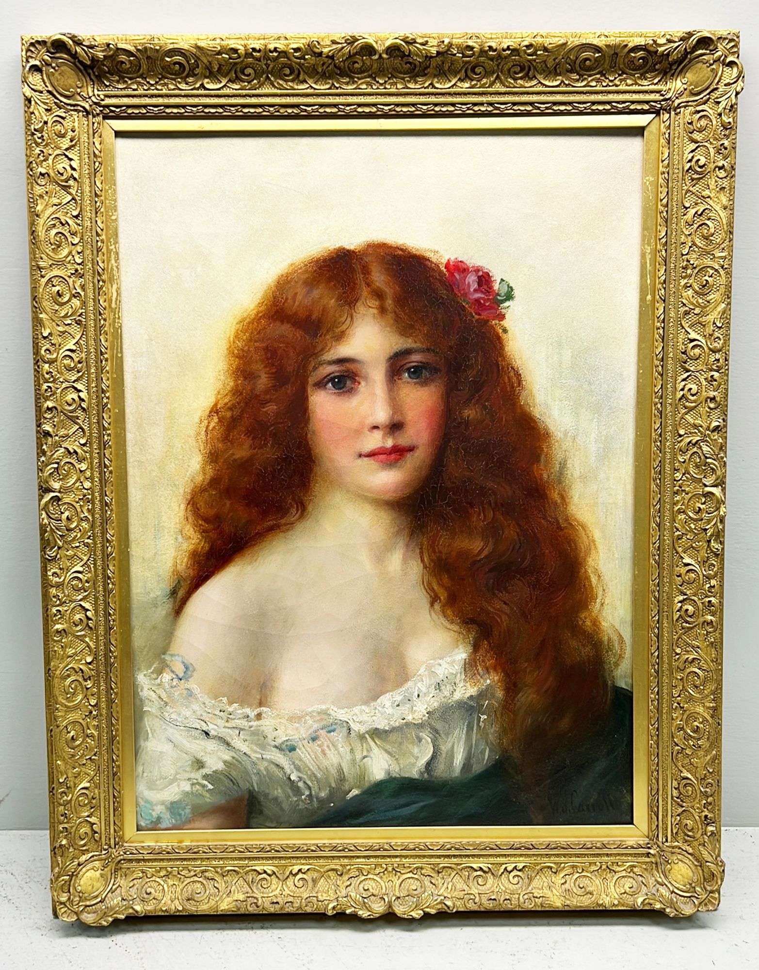 Appraisal: Oil on Canvas Portrait of Young Woman William James Carroll