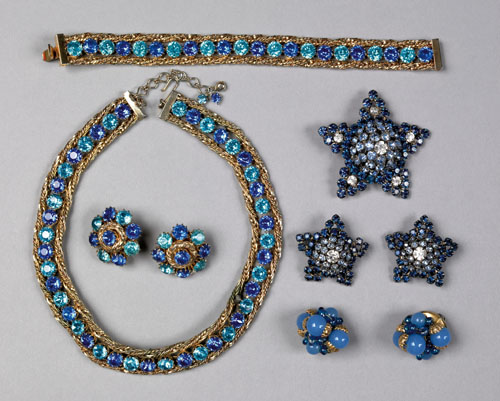 Appraisal: Hattie Carnegie vintage jewelry set with aqua and blue stones