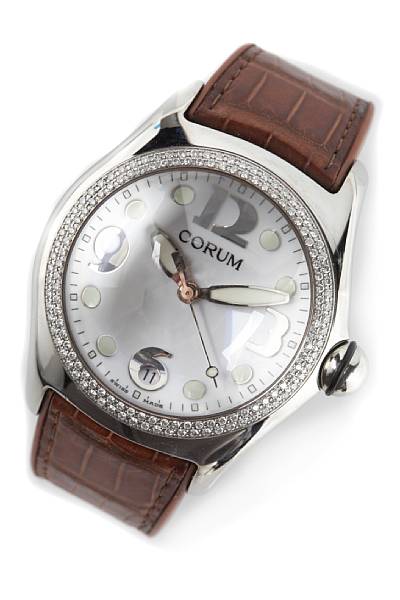 Appraisal: Corum A stainless steel full-size quartz calendar wristwatch with diamond