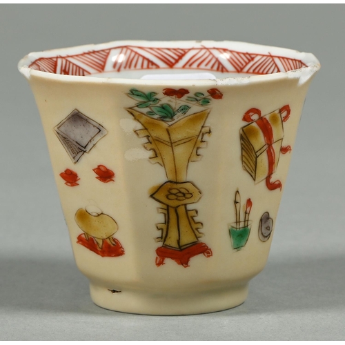 Appraisal: A Chinese octagonal famille verte beaker th c enamelled with