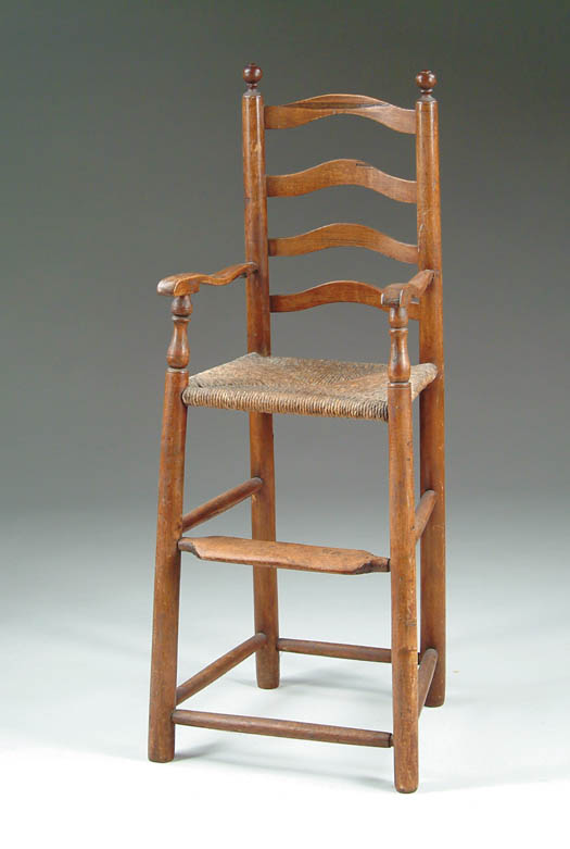 Appraisal: FINE DELAWARE RIVER STYLE LADDERBACK HIGHCHAIR The back with four