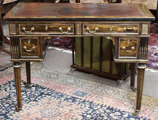 Appraisal: Neoclassical ebony ladies writing desk th century the rectangular top